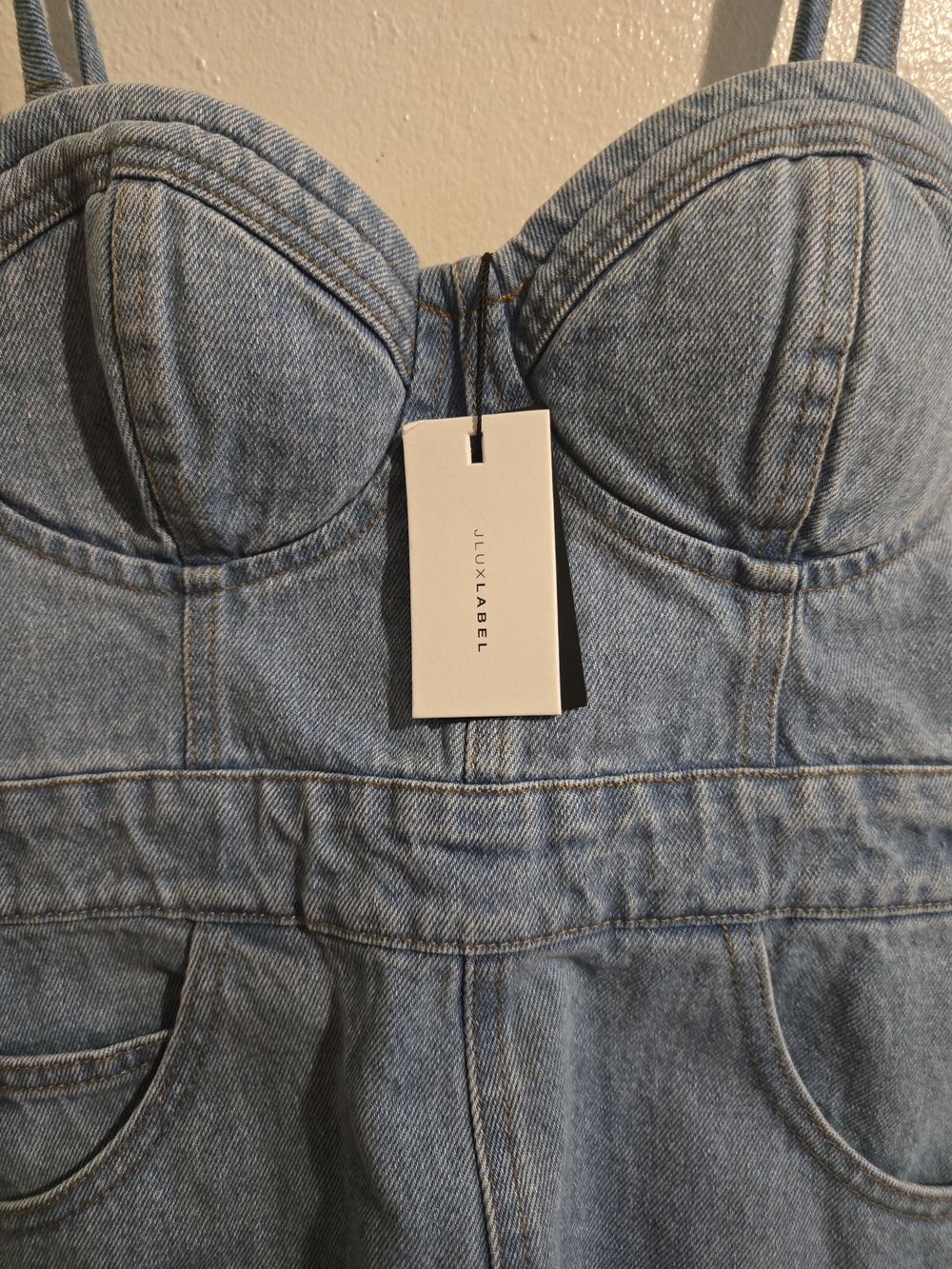 Jluxlabel Light Blue Denim Bustier Dress